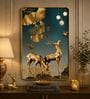 Sky Blue & Gold Deer Rectangular Wall Art 12 x 18 Inch