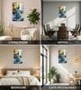 Sky Blue & Gold Peacock Rectangular Wall Art 12 x 18 Inch