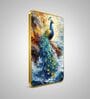 Sky Blue & Gold Peacock Rectangular Wall Art 12 x 18 Inch