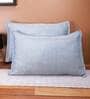 Sky Blue Solid 210TC Jute 17 x 27 Inches Pillow Covers (Set of 2)