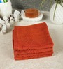 Set of 4 Orange Cotton 450 GSM Face Towels