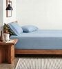 Sky Blue 210 TC Cotton King Size Bedsheet with 2 Embroidered Pillow Covers