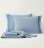 Sky Blue 210 TC Cotton King Size Bedsheet with 2 Embroidered Pillow Covers