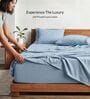 Sky Blue 210 TC Cotton King Size Bedsheet with 2 Embroidered Pillow Covers