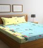 Sky Blue Vehicle Printed 300 TC Cotton Blend Double Queen Size Bedsheet With 2 Pillow Covers
