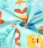 Sky Blue Wildlife 300 TC Cotton Blend Double Queen Size Bedsheet With 2 Pillow Covers