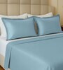 Sky Blue Cotton 1 King Bedsheet with 2 Pillow Covers