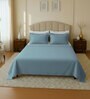 Sky Blue Cotton 1 King Bedsheet with 2 Pillow Covers