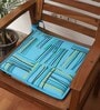 Sky Blue Cotton Geometric 16x16 inches Chair Pads (2Pcs)
