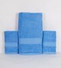 Sky Blue Cotton Solid  500 GSM Bath & Hand Towels Pack of 3 (1Bath 2 Hand)