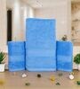 Sky Blue Cotton Solid  500 GSM Bath & Hand Towels Pack of 3 (1Bath 2 Hand)