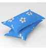 Sky Blue Floral 144 TC Cotton Queen Sized Bedsheet Bedsheet 2 Pillow Rose Collection