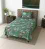 Sky Blue Floral 400 TC Cotton Queen Size Bedsheet with 2 Pillow covers Essential Series Collection