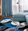 Sky Blue Floral Polyester 3 x 5 Feet Machine Made Carpet