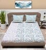 Sky Blue Geometric 120 TC Cotton King Sized Double Bedsheet with 2 Pillow Covers Glenn SS23 Collection