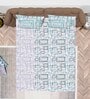 Sky Blue Geometric 120 TC Cotton King Sized Double Bedsheet with 2 Pillow Covers Glenn SS23 Collection