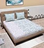 Sky Blue Geometric 120 TC Cotton King Sized Double Bedsheet with 2 Pillow Covers Glenn SS23 Collection