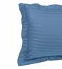 Sky Blue Striped 210 TC 100% Cotton Single Bed Sized Bed Sheets With 1 Pillow Cover