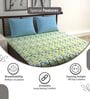 Sky Blue Lemon Abstract 144 Tc Cotton Double Bedsheet With 2 Pillowcovers