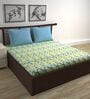 Sky Blue Lemon Abstract 144 Tc Cotton Double Bedsheet With 2 Pillowcovers