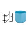 Sky Blue Metal Desk Desk Pot Set of 1
