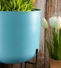 Sky Blue Metal Desk Desk Pot Set of 1
