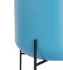 Sky Blue Metal Desk Desk Pot Set of 1
