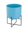Sky Blue Metal Desk Desk Pot Set of 1