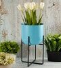 Sky Blue Metal Desk Desk Pot