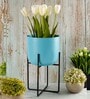 Sky Blue Metal Desk Desk Pot