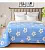 Sky Blue Microfiber Floral 180 GSM Double Size Reversible Comforter