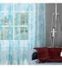 Sky Blue Polyster Floral 7ft Sheer Eyelet Window/Door (1 Pc)