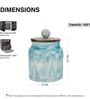 Sky Blue Shaded Embossed Ceramic Air Tight Jars/ Barnis with Wooden Lids