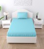 Sky Blue Solid 150 TC Cotton Single Bed Sized Bedsheet With 1 Pillow Cover