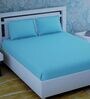 Sky Blue Stripes 280 TC Cotton King Sized Bed Sheets with 2 Pillow Covers
