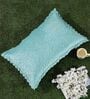 Sky Blue Solid Velvet 27x18 Inches Pillow Cover (1Pc)