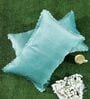 Sky Blue Solid Velvet 27x18 Inches Pillow Covers (Set of 2)