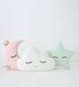 Multicolor Cotton Blend Moon Cloud & Star Shaped Pillows (Set of 3)