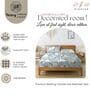 Sky White Glace Cotton Floral Print Elastic Fitted King Bedsheet With 2 Pillow Covers