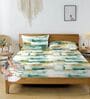 Sky White Glace Cotton Geometric Elastic Fitted King Bedsheet With 2 Pillow Covers