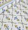 SkyBlue Floral 180 TC Cotton  King Sized Bedsheet with 2 Pillow Covers
