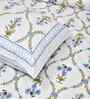 SkyBlue Floral 180 TC Cotton  King Sized Bedsheet with 2 Pillow Covers