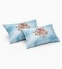 Skyblue Panel Design 180 TC Cotton King Bedhseet 2 pillow covers