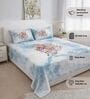 Skyblue Panel Design 180 TC Cotton King Bedhseet 2 pillow covers