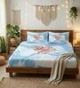 Skyblue Panel Design 180 TC Cotton King Bedhseet 2 pillow covers