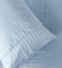 Blue Satin Striped 210 TC Pure Cotton King Sized Bedsheet with 2 Pillow Covers