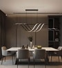 Skylar 70W Black Chandelier for Living Room | Modern LED Ceiling Light with Aluminium Finish | 100 cm Height Adjustable Hanging Fixture | 3 Color Modes | Luxury Lighting | 1Year Warranty