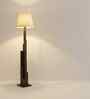Skyline Wooden Floor Lamp with Jute Shade & Brown Base