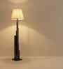 Skyline Wooden Floor Lamp with Jute Shade & Brown Base