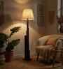 Skyline Wooden Floor Lamp with Jute Shade & Brown Base